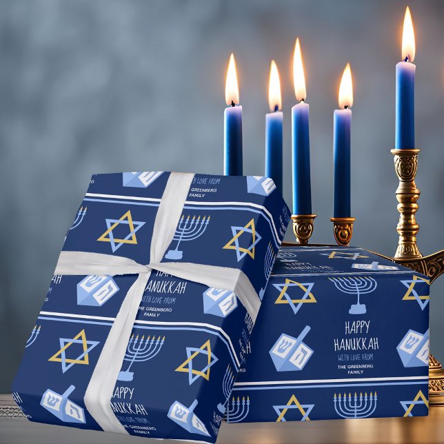 Papel De Regalo Feliz Hanukkah Hermosa familia judía Personalizado (Subido por el creador)