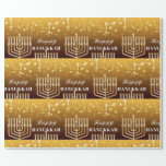 Papel De Regalo Feliz Hanukkah Menorah<br><div class="desc">Celebrar ocho días y ocho noches del Festival de las Luces con tarjetas Hanukkah y regalos. El festival de las luces está aquí. Encienda la menorah, juegue con el dreidel y festín sobre los lagos y los suganiots. Celebra el espíritu de Hanukkah con amigos, familia y seres queridos deseándoles Feliz...</div>