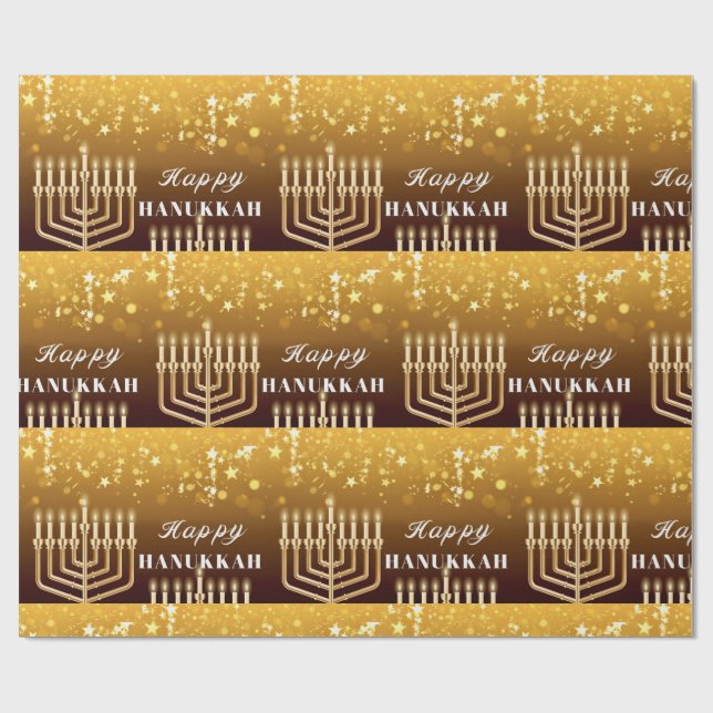 Papel De Regalo Feliz Hanukkah Menorah (Superficie plana)