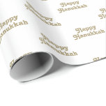 Papel De Regalo Feliz Hanukkah oro blanco lindo patrón de tipograf<br><div class="desc">Feliz Hanukkah oro blanco lindo patrón de tipografía Wrapping Paper. Patrón de tipografía de oro falso sobre fondo blanco. Este papel de envoltura es muy bueno para Hanukkah,  Chanukah,  bar mitzvah,  bat mitzvah,  Shabbat y Jewish Holidays.</div>
