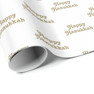 Papel De Regalo Feliz Hanukkah oro blanco lindo patrón de tipograf