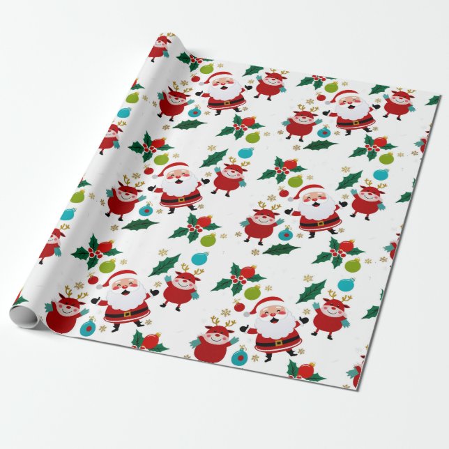 Papel De Regalo Feliz hombre de nieve con Navidades de regalos (Desenrollado)
