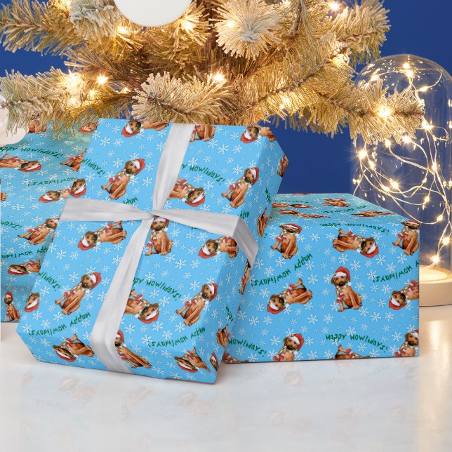 Papel De Regalo Feliz Howlidays Rhodesian Ridgeback WrapPaper (Vacaciones)