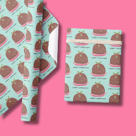 Papel De Regalo Feliz ilustracion Pudding de Navidad