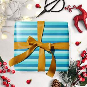 Papel De Regalo Feliz Janucá Patrón de rayas azules y turquesas