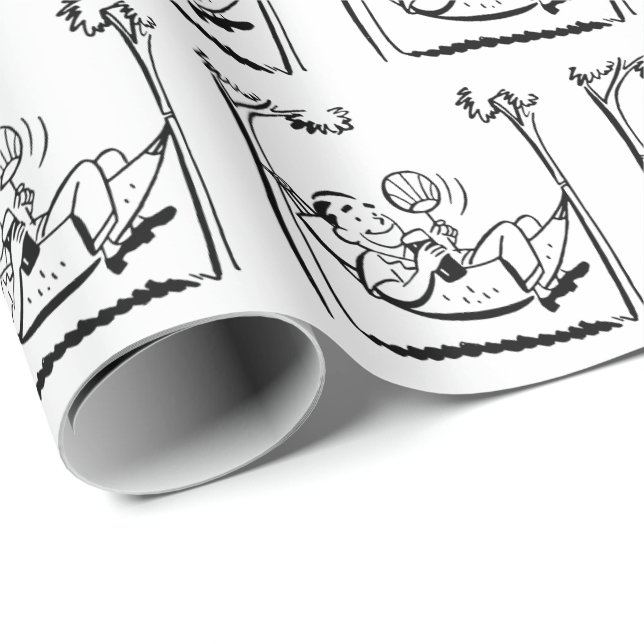 Papel De Regalo Feliz jubilado en Hammock (Esquina del rollo)