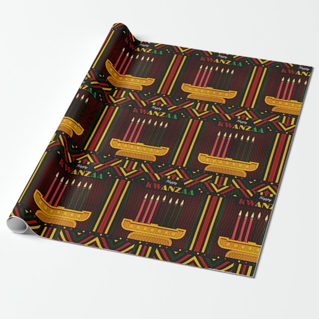 Papel De Regalo Feliz Kwanzaa PopArt (Desenrollado)