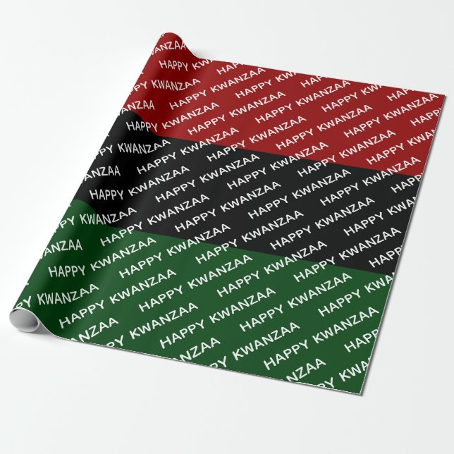 Papel De Regalo Feliz Kwanzaa Red Black Green Pan African  (Desenrollado)