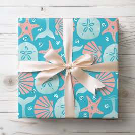 Papel De Regalo Feliz mar | Navidades Nautical Beach Seashell