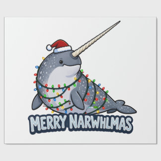 Papel De Regalo Feliz Narwhalmas Luces de Navidad de Narval Divert