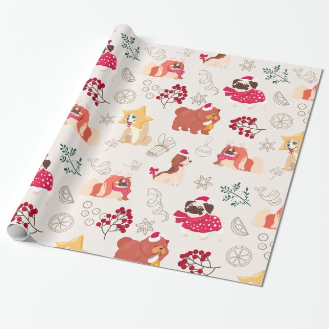 Papel De Regalo Feliz Navidad a los perros (Desenrollado)