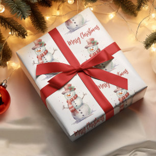 Papel De Regalo Feliz Navidad a Snowman Merry