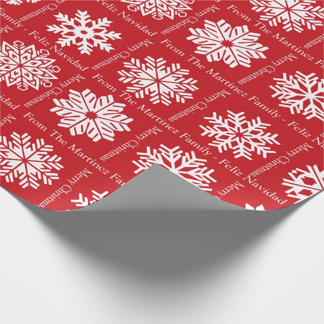 Papel De Regalo Feliz Navidad Add Family Recipients Name Christmas (Esquina)