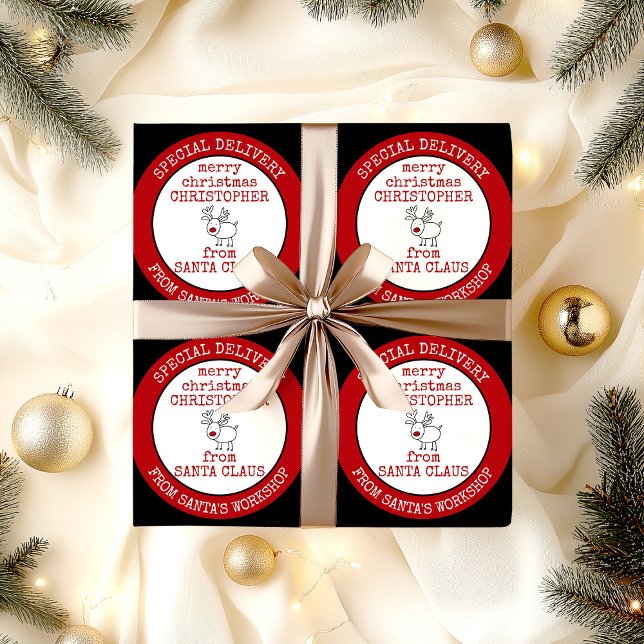 Papel De Regalo Feliz Navidad al Personalizado de Santa Claus (Special delivery from Santas Workshop christmas wrapping paper)