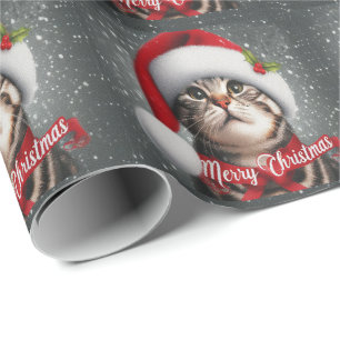 Papel De Regalo Feliz Navidad American shorthair Cat, Santa Cat