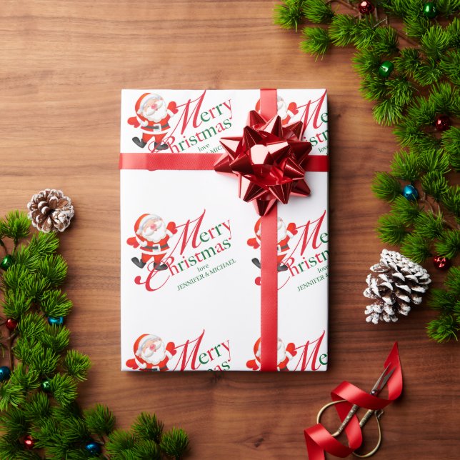 Papel De Regalo Feliz Navidad Amor con Santa (Regalo de vacaciones)