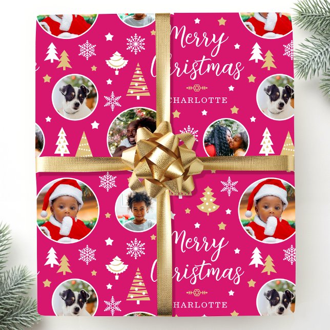 Papel De Regalo Feliz Navidad Árboles festivos Foto Nombre rosa (Subido por el creador)