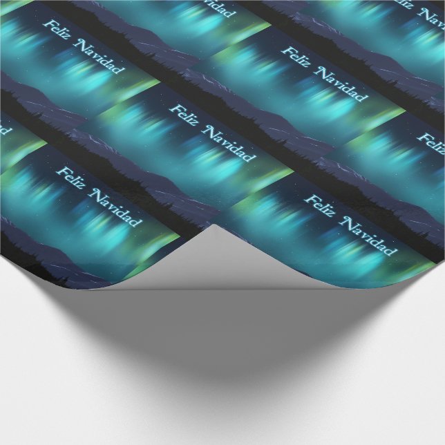 Papel De Regalo Feliz Navidad - Aurora Borealis (Esquina)