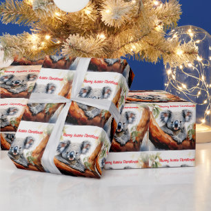 Papel De Regalo Feliz Navidad Australiana Koala 