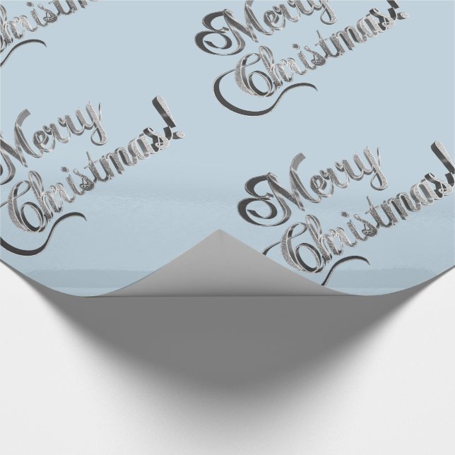 Papel De Regalo Feliz Navidad Bebé Bebé Azul Plata Gris (Esquina)