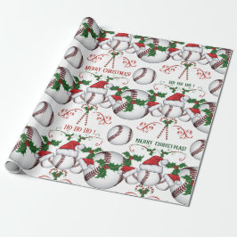 Papel De Regalo Feliz Navidad Béisbol Santa