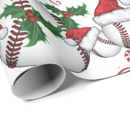 Papel De Regalo Feliz Navidad Béisbol Santa