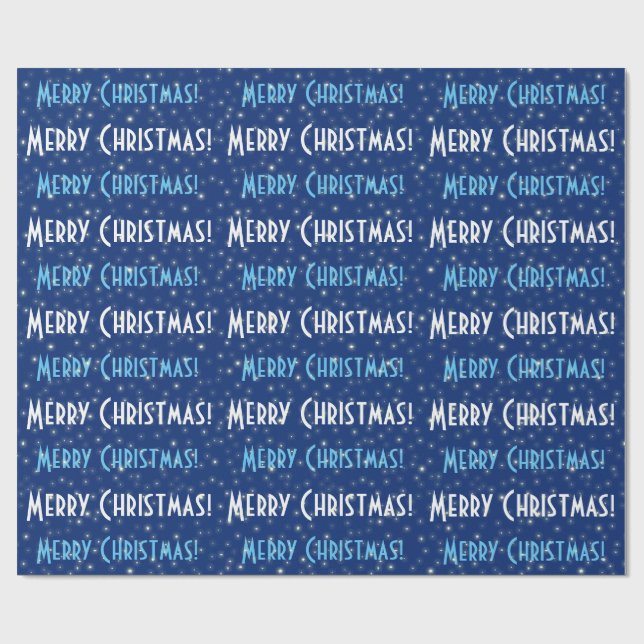 Papel De Regalo Feliz Navidad Blue Stars (Superficie plana)