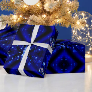 Papel De Regalo Feliz Navidad Blue Stars Bauble Ornaments
