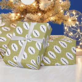 Papel De Regalo Feliz Navidad Brillante Beige y Blanco