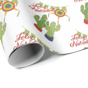 Papel De Regalo Feliz Navidad cactus decorados