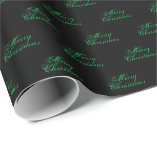 Papel De Regalo Feliz Navidad, caligrafía de escritura verde y ne