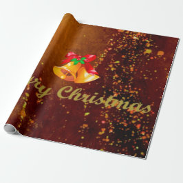 Papel De Regalo Feliz navidad, campanas, marrón dorado