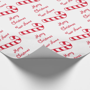 Papel De Regalo Feliz Navidad: Cañones y nombres de caramelos rojo