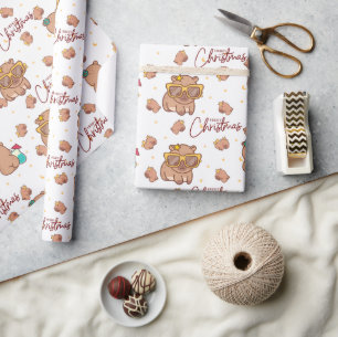 Papel De Regalo Feliz Navidad Capybara