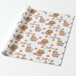 Papel De Regalo Feliz Navidad Capybara 