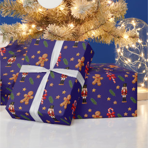 Papel De Regalo Feliz Navidad Cascanueces, Caña de Caramelo y Pan
