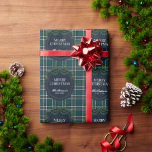 Papel De Regalo Feliz Navidad Clásico Preppy Tartán Cuadros