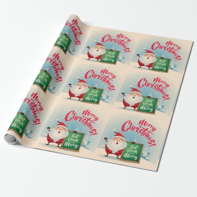 Papel De Regalo Feliz Navidad Come Bebida Y Sé Feliz (Desenrollado)