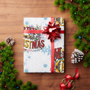 Papel De Regalo Feliz Navidad con helados azules