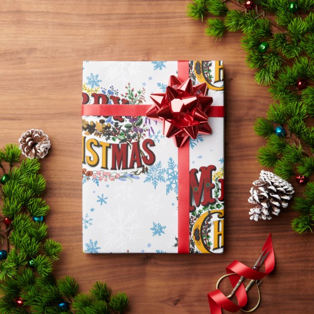 Papel De Regalo Feliz Navidad con helados azules (Regalo de vacaciones)