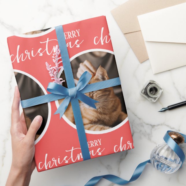 Papel De Regalo Feliz Navidad con una foto circular (Regalar)
