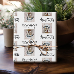 Papel De Regalo Feliz Navidad con una foto cuadrada - blanco