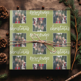 Papel De Regalo Feliz Navidad con una foto cuadrada - verde lima