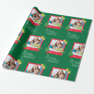Papel De Regalo Feliz Navidad Con Una Foto De Marco Verde