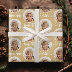 Papel De Regalo Feliz Navidad con una foto de un círculo - dorado
