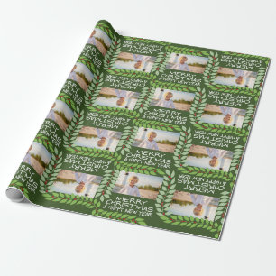 Papel De Regalo Feliz Navidad con una foto horizontal - verde