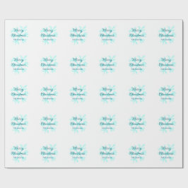 Papel De Regalo Feliz Navidad copos de nieve azul purpurina chispa