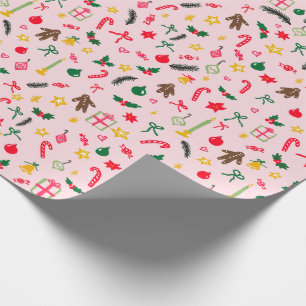 Papel De Regalo Feliz Navidad Cute Doodle Whimsical Pattern
