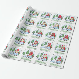 Papel De Regalo Feliz Navidad Cute Gnome Personalizado