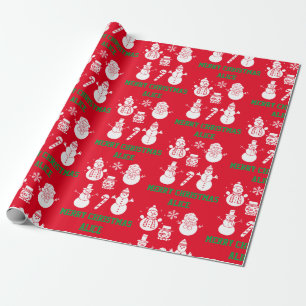 Papel De Regalo Feliz Navidad Cute Snowman Nombre Navidad Festivid